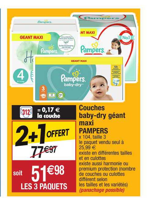 couche baby-dry géant pampers