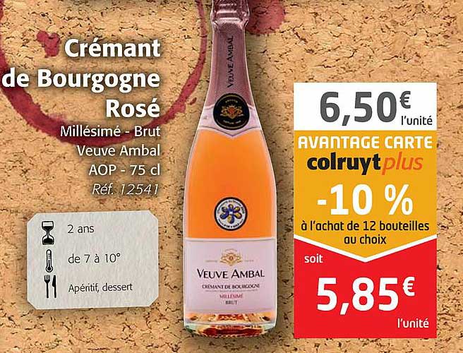 crémant de bourgogne rosé millésimé - brut veuve ambal aop