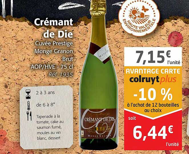 crémant de die cuvée prestige monge granon brut aop-hve