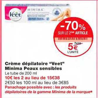 crème dépilatoire "veet" minima peaux sensibles