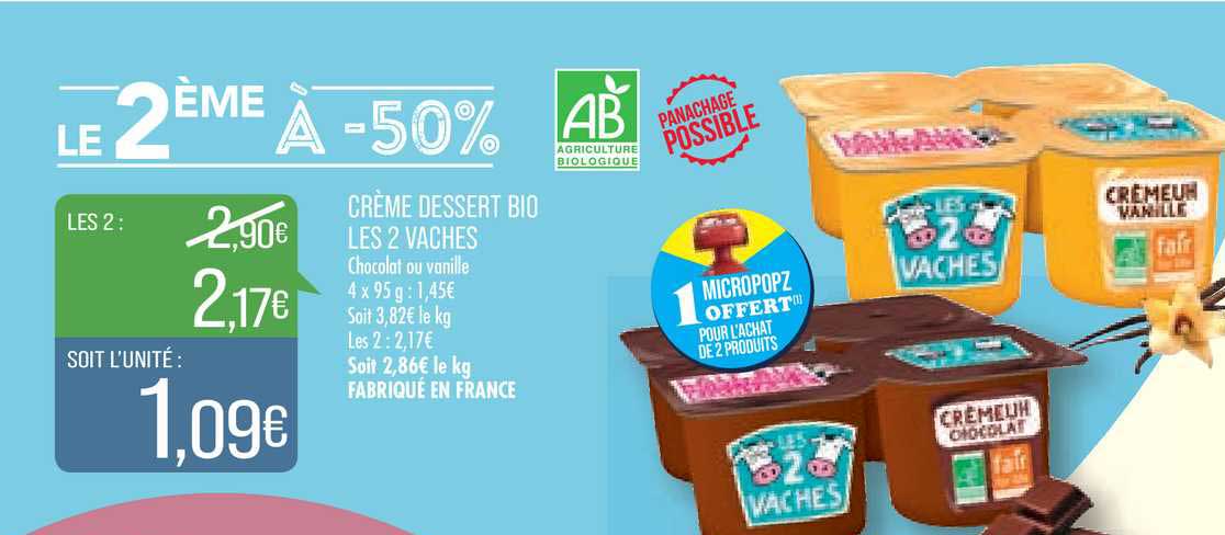 Crème Dessert Bio Les 2 Vaches