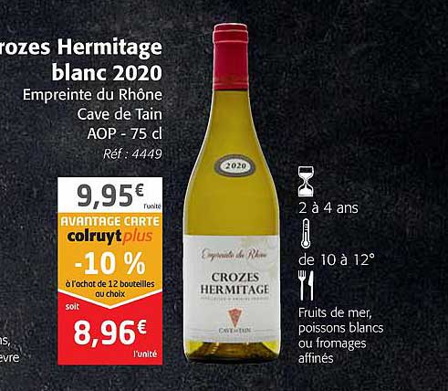 crozes hermitage blanc 2020 empreinte du rhône cave de tain aop
