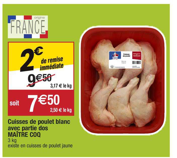 cuisses de poulet blanc avec partie dos maître coq