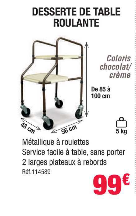 desserte de table roulante