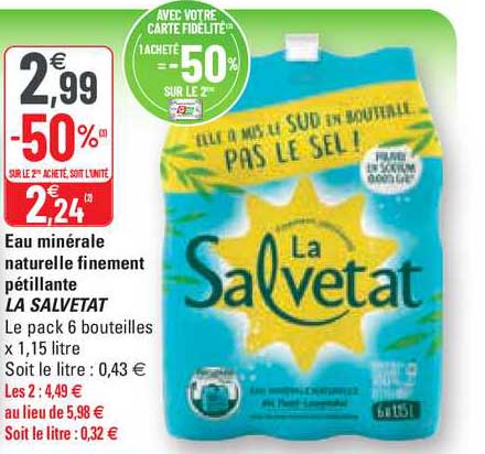 eau minérale naturelle finement pétillante la salvetat