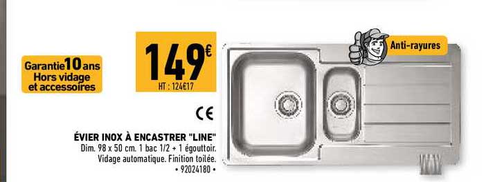 évier inox à encastrer "line"