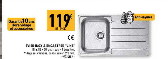 évier inox à encastrer "line"