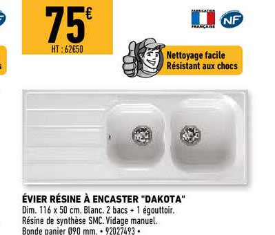 évier résine à encaster "dakota"