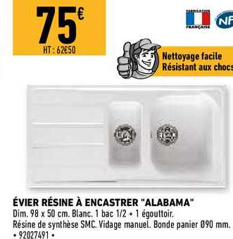évier résine à encastrer "alabama"