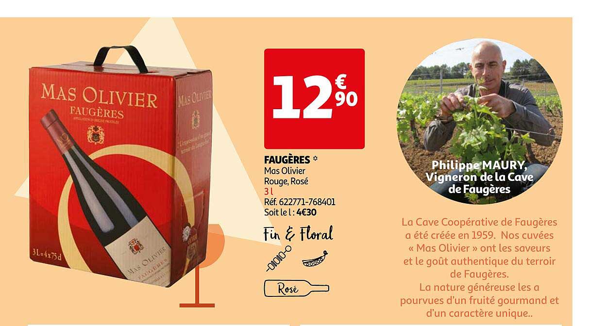 faugères mas oliver rouge, rosé