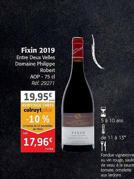 Fixin 2019 Entre Deux Velles Domaine Philippe Robert Aop
