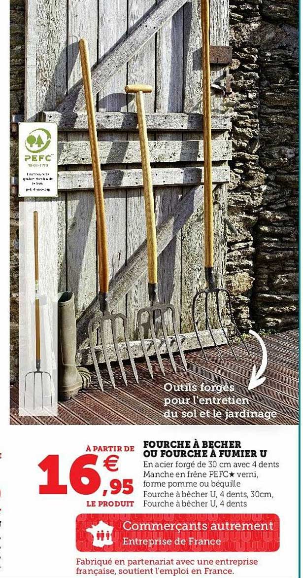 fourche à becher ou fourche à fumier U