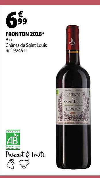 fronton 2018 bio chênes de saint louis