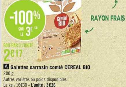 Galettes Sarrasin Comté Céréal Bio