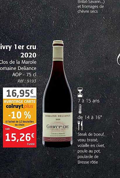 givry 2er cru 2020 clos de la marole domaine deliance aop
