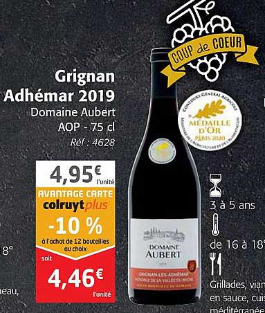 grignan adhémar 2019 domaine aubert aop