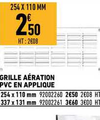grille aération pvc en applique
