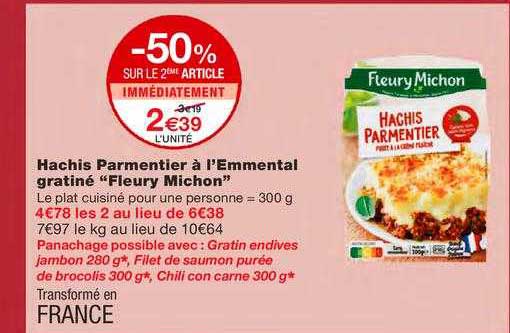 Hachis Parmentier à L'emmental Gratiné "fleury Michon"