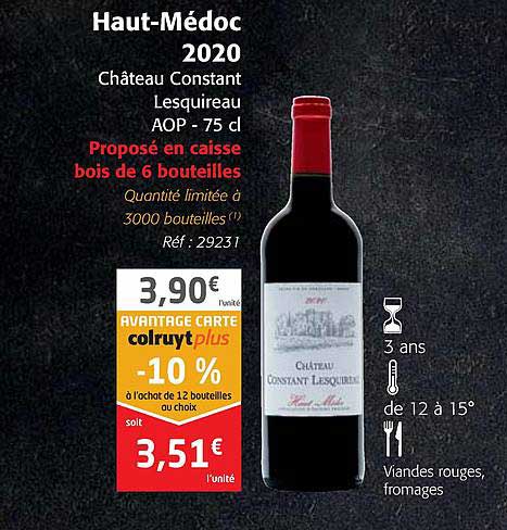 haut-médoc 2020 château constant lesquireau aop
