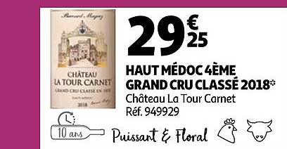 haut médoc 4ème grand cru classé 2018 château la tour carnet