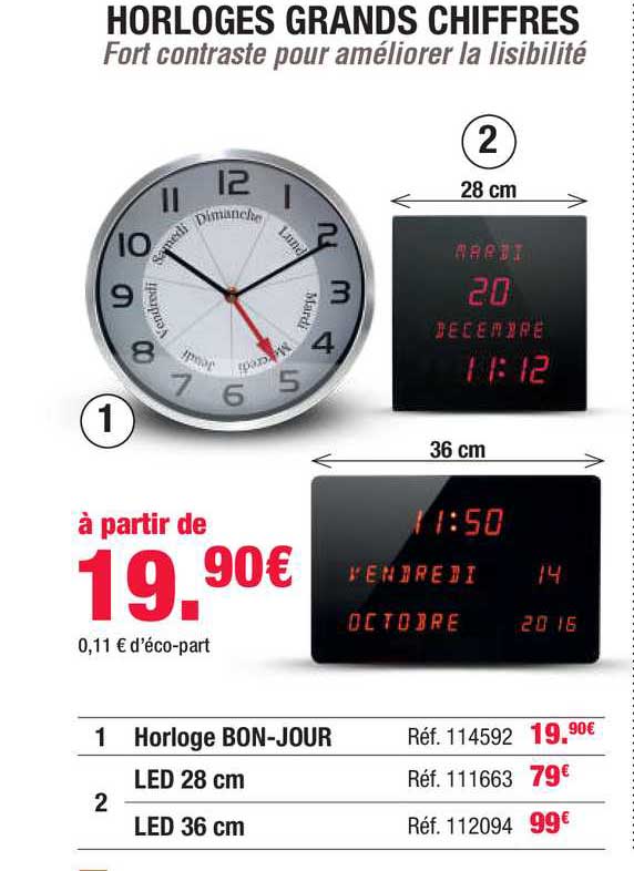 horloges grands chiffres