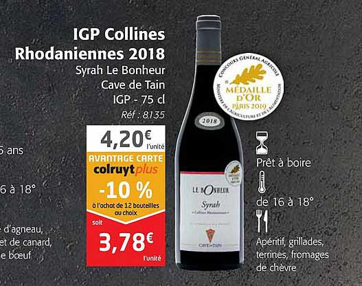 igp collines rhodaniennes 2018 syrah le bonheur