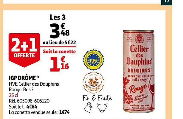 igp drôme hve cellier des dauphins rouge, rosé