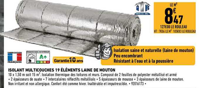 isolant multicouches 19 éléments laine de mouton