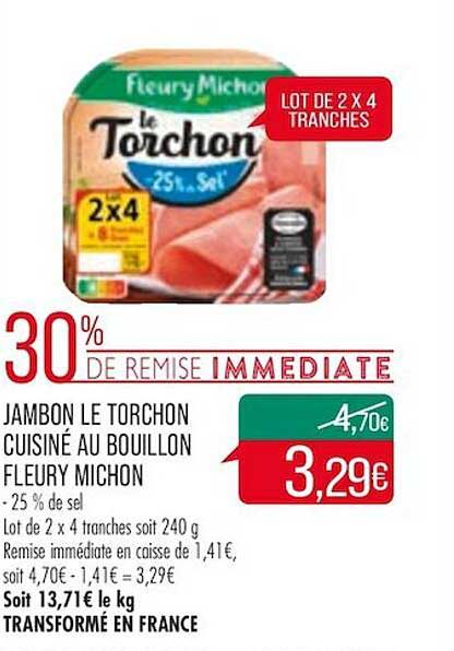 jambon le torchon cuisiné au bouillon fleury michon