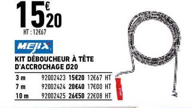 kit déboucheur à tête d’accrochage ø20