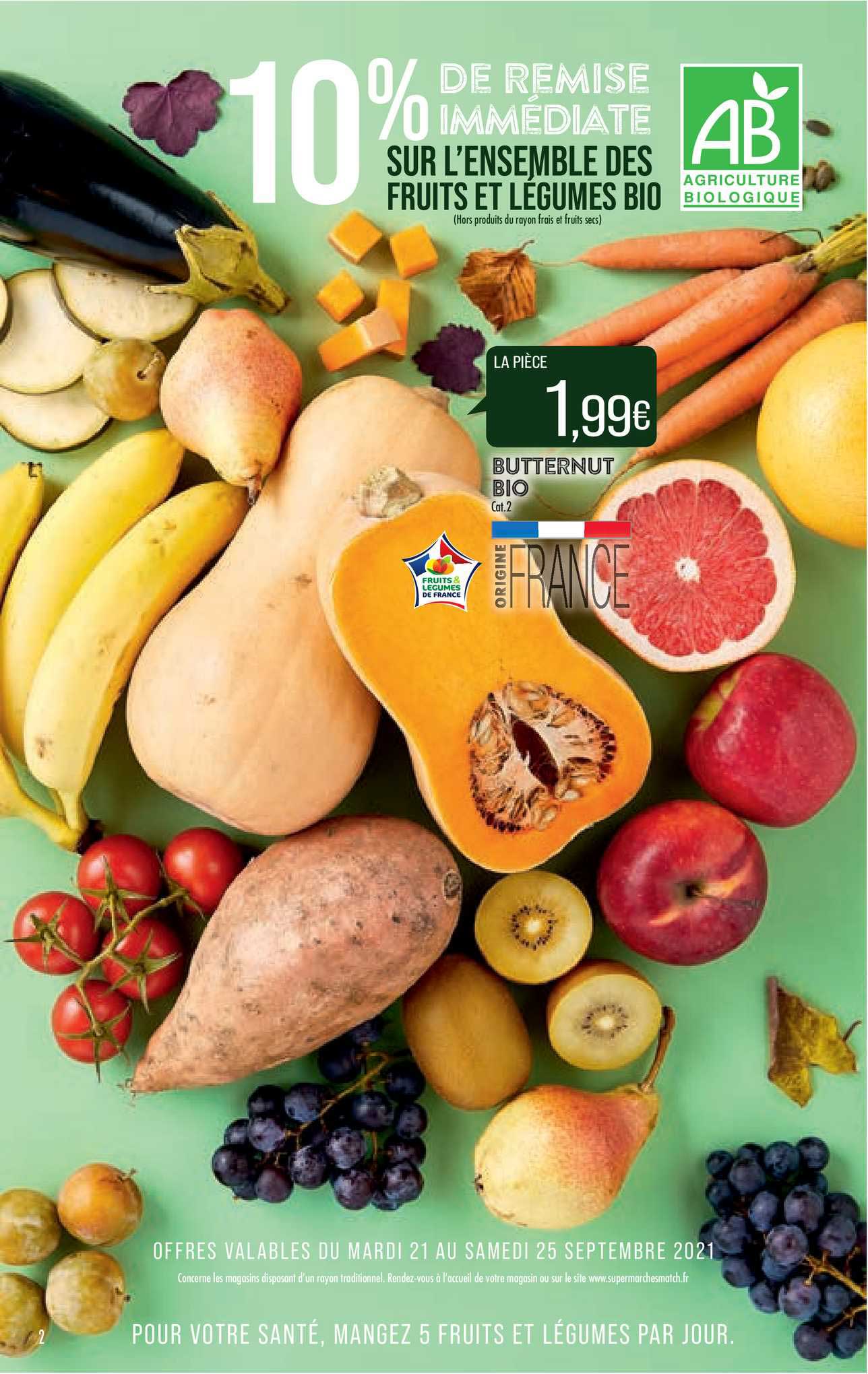 l'ensemble des fruits et légumes bio