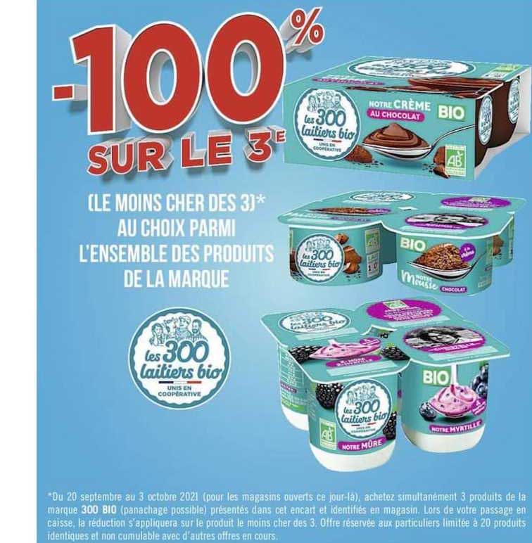 l'ensemble des produits de la marque les 300 laitiers bio