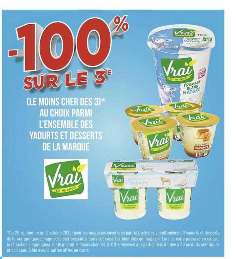 l'ensemble des yaourts et desserts de la marque vrai