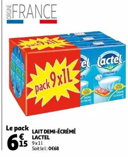 Lait Demi-écrémé Lactel