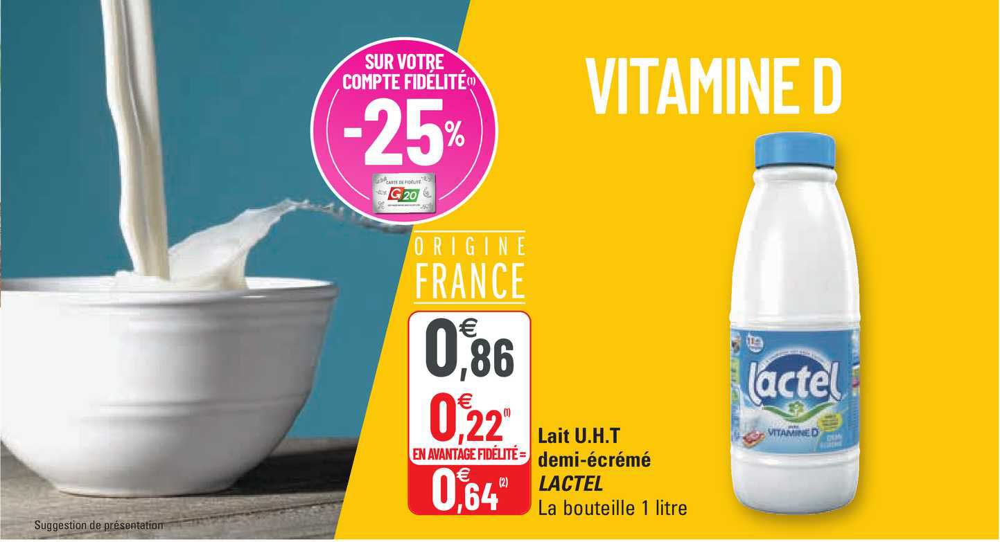 lait uht demi-écrémé lactel