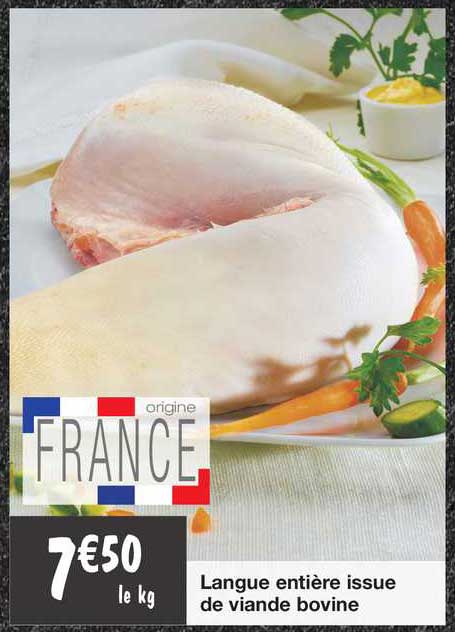 langue entière issue de viande bovine