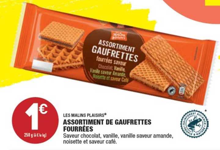 les malins plaisirs assortiment de gaufrettes fourrées