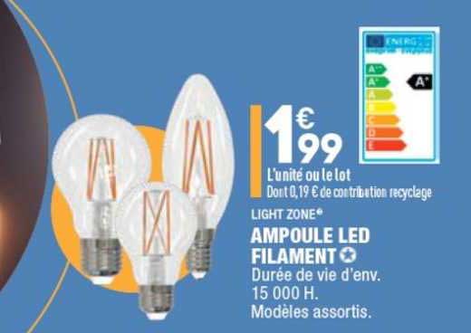 light zone ampoule led filament