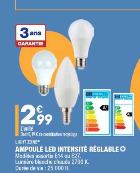 Light Zone Ampoule Led Intensité Réglable