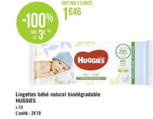 lingettes bébé natural biodégradable huggies