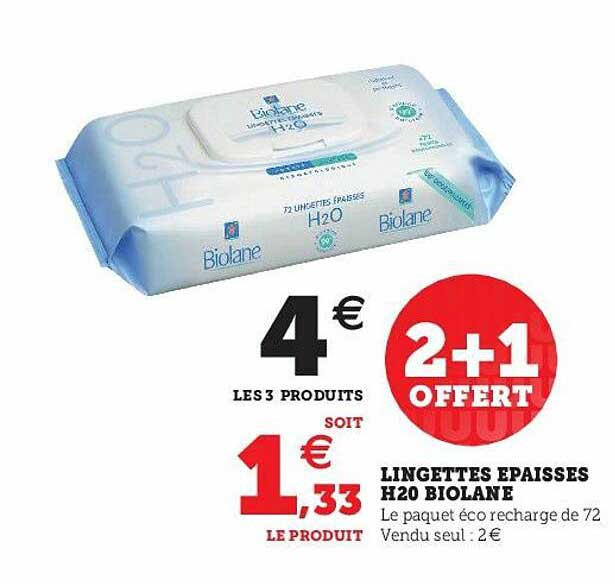 lingettes épaisses h2o biolane