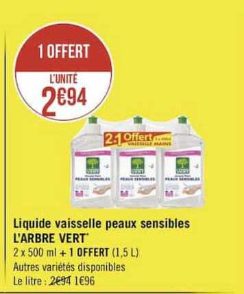 liquide vaisselle peaux sensibles l'arbre vert