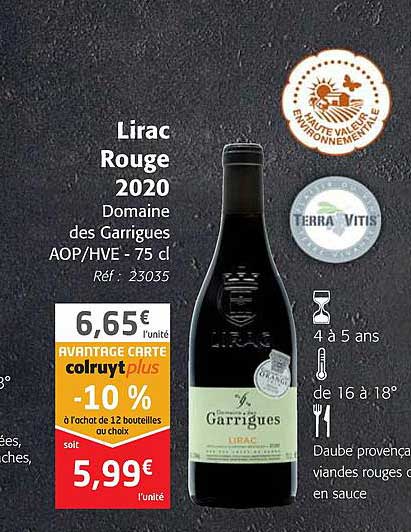 Lirac Rouge 2020 Domaine Des Garrigues Aop-hve