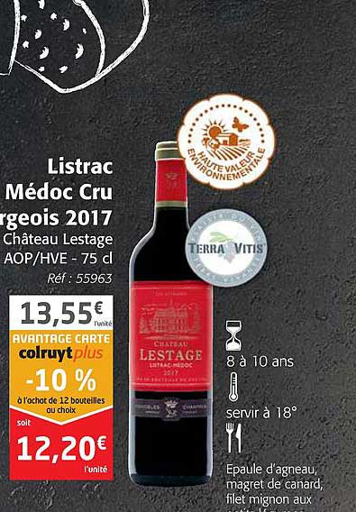 listrac médoc cru bourgeois 2017 château lestage aop-hve