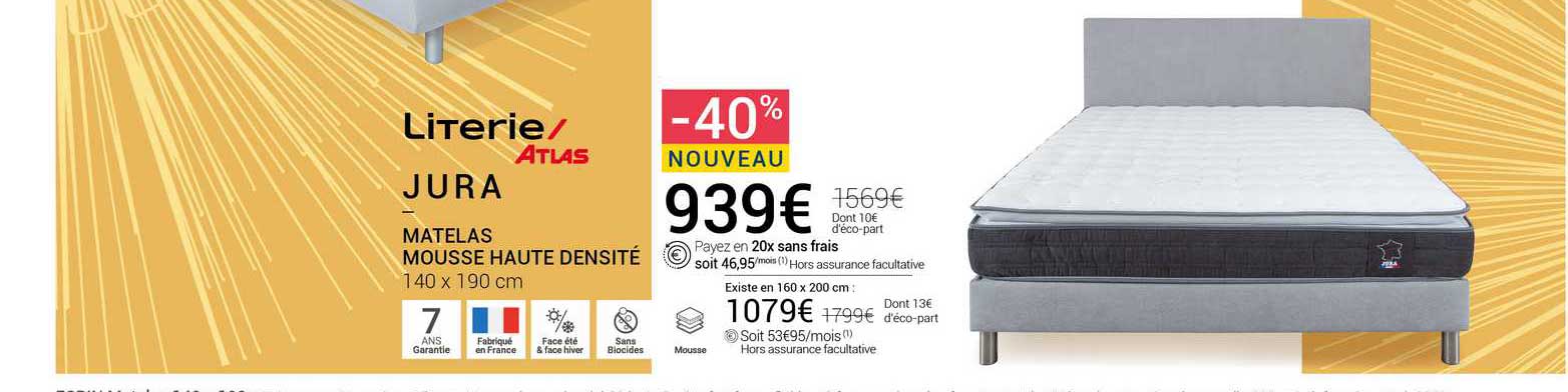 literie atlas luberon matelas mousse haute densité