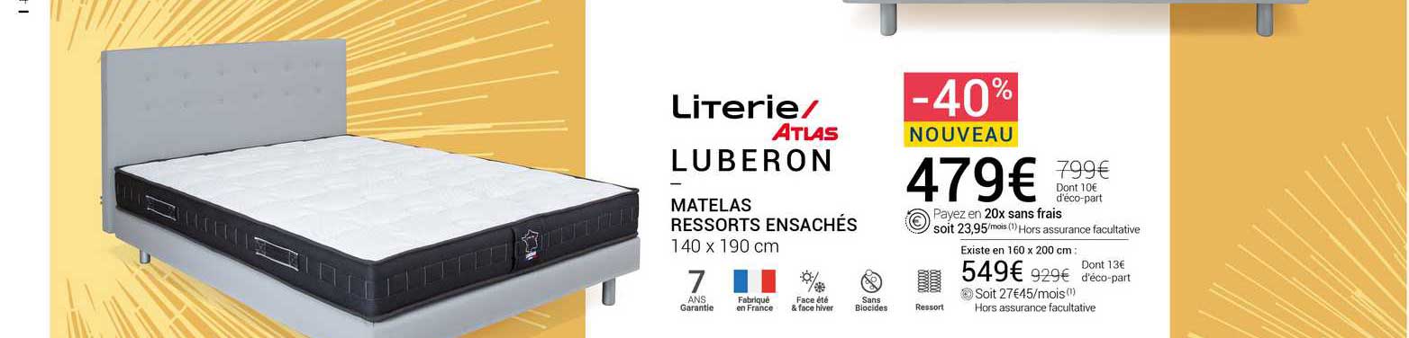 literie atlas luberon matelas ressorts ensachés