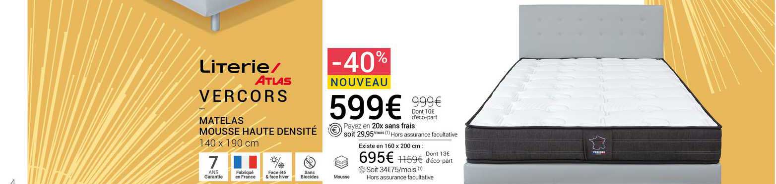 literie atlas vercors matelas mousse haute densité