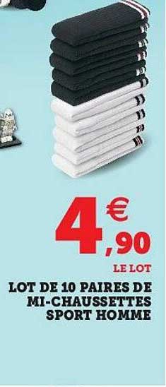 lot de 10 paires de mi-chaussettes sport homme