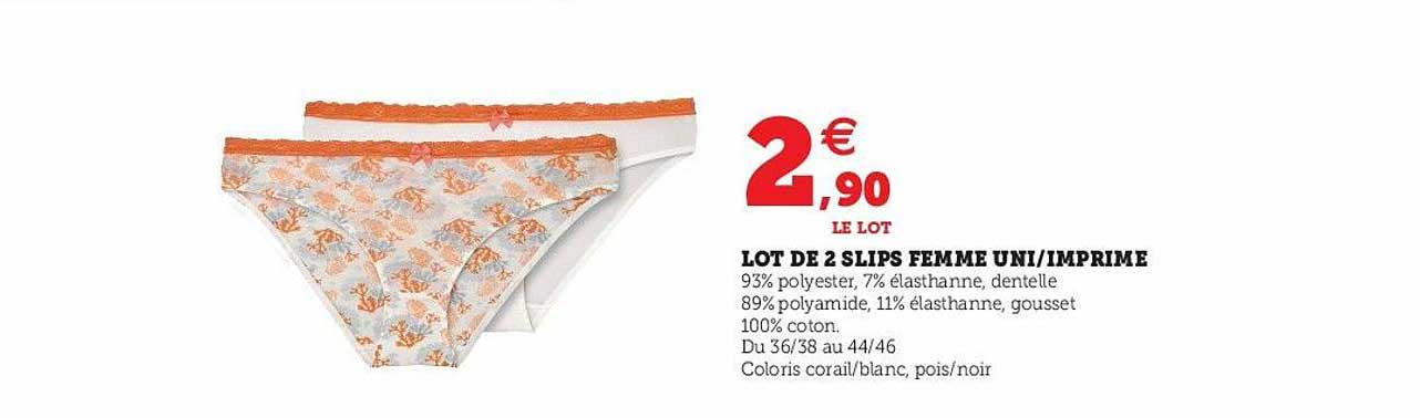 Lot De 2 Slips Femme Uni-imprimé