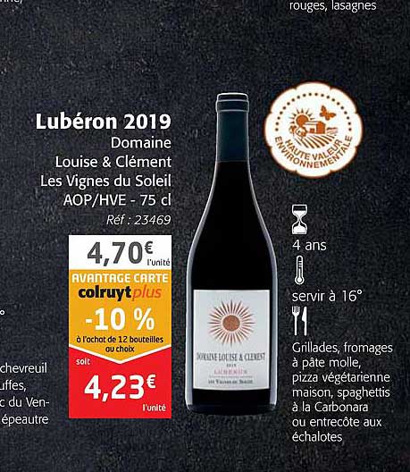 lubéron 2019 domaine louise & clément les vignes du soleil aop-hve